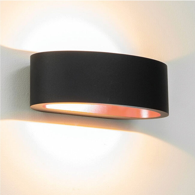 Moderne Ovale LED Wandlamp Zwart/Koper | Artdelight Sharp