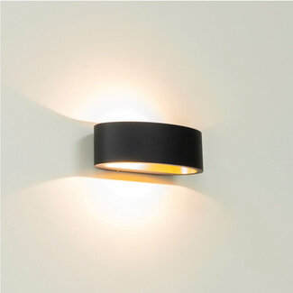 Artdelight Moderne Ovale LED Wandlamp Zwart/Mat Goud | Artdelight Sharp