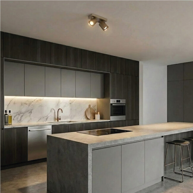 Moderne 2-lichts Spot met GU10 fittingen Champagne | Artdelight Megano 2L