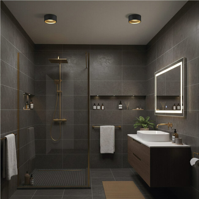 Ronde LED Plafondlamp IP54 Zwart/Mat Goud | Artdelight Oran