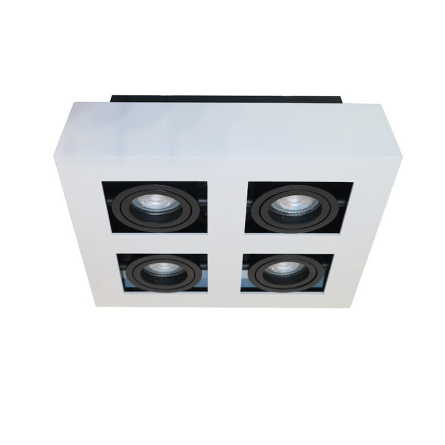 4-lichts Opbouwspot met GU10 fittingen Wit/Zwart | Artdelight Bosco 4L