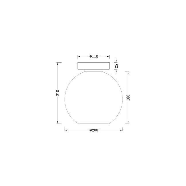 Ronde Glazen Plafondlamp 20cmØ met E27 Rookglas | Artdelight Marino