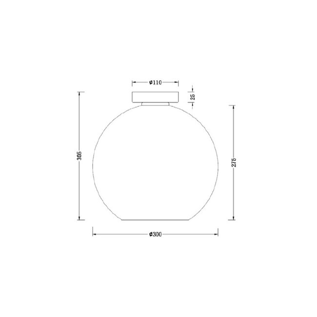 Ronde Glazen Plafondlamp 30cmØ met E27 Rookglas |  Artdelight Marino