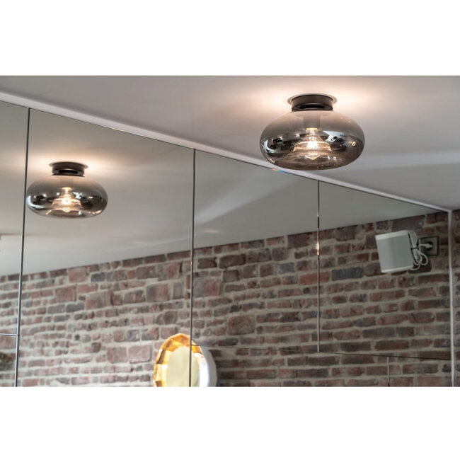 Ovale Glazen Plafondlamp 28cmØ met E27 Chroom | Artdelight Paradise