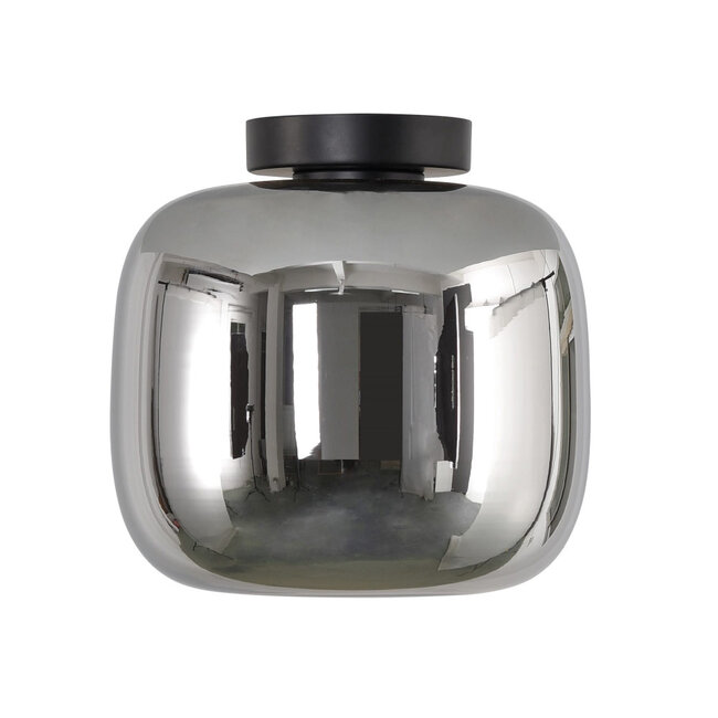 Moderne Glazen Plafondlamp 24cmØ met E27 Chroom | Artdelight Preston