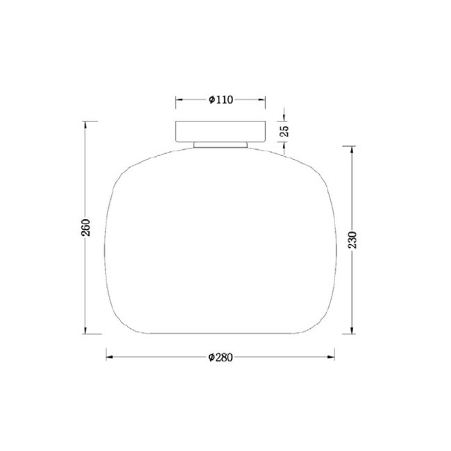 Moderne Glazen Plafondlamp 28cmØ met E27 Chroom | Artdelight Preston