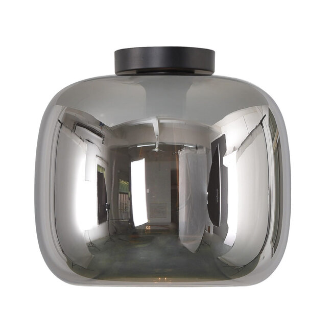 Moderne Glazen Plafondlamp 28cmØ met E27 Chroom | Artdelight Preston