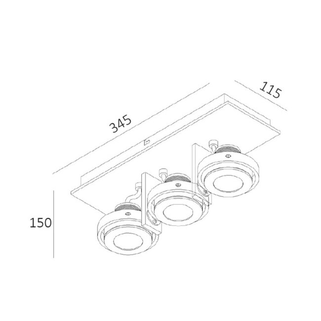 Industriële 3-lichts Spot met GU10 fittingen Zwart | Artdelight Meist 3L