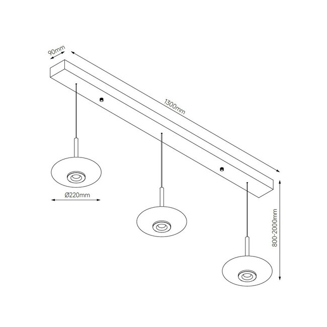 Moderne LED Design 3-lichts Hanglamp Champagne/Koffie | Artdelight Madison