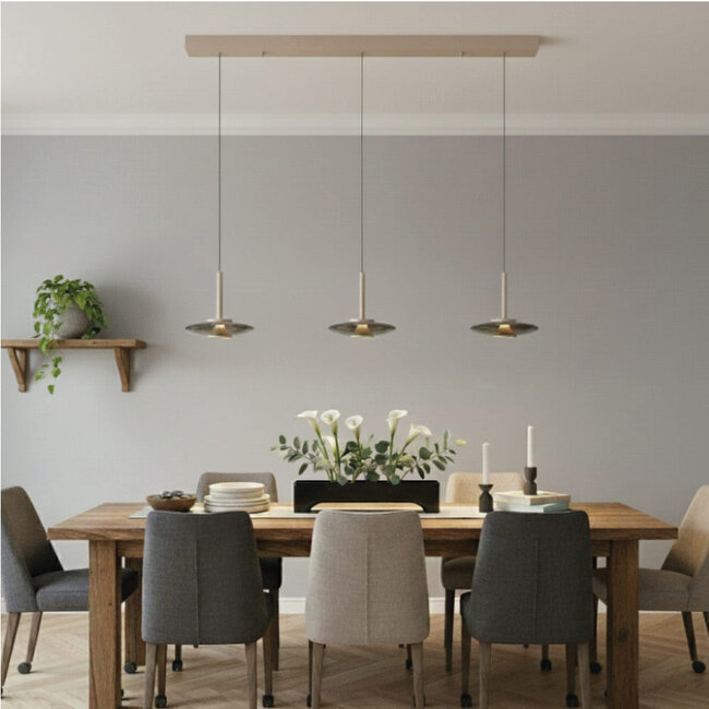 Moderne LED Design 3-lichts Hanglamp Champagne/Koffie | Artdelight Madison