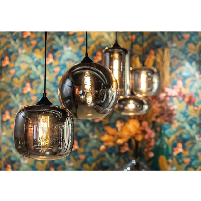 Ronde Glazen Hanglamp 20cmØ met E27 Chroom | Artdelight Marino