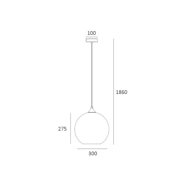 Ronde Glazen Hanglamp 30cmØ met E27 Chroom | Artdelight Marino