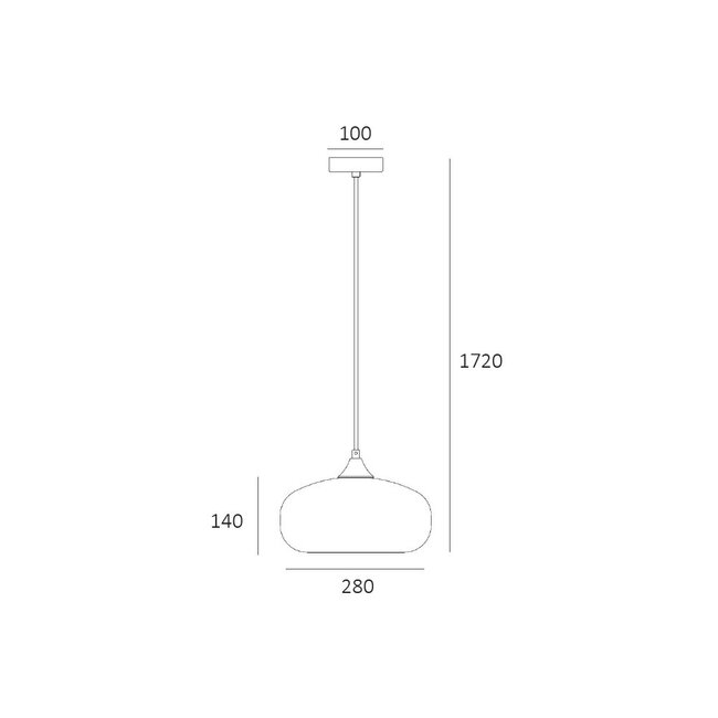 Ovale Glazen Hanglamp 28cmØ met E27 Rookglas | Artdelight Paradise