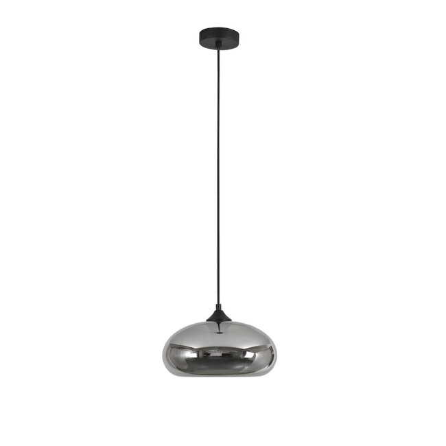 Ovale Glazen Hanglamp 28cmØ met E27 Chroom | Artdelight Paradise