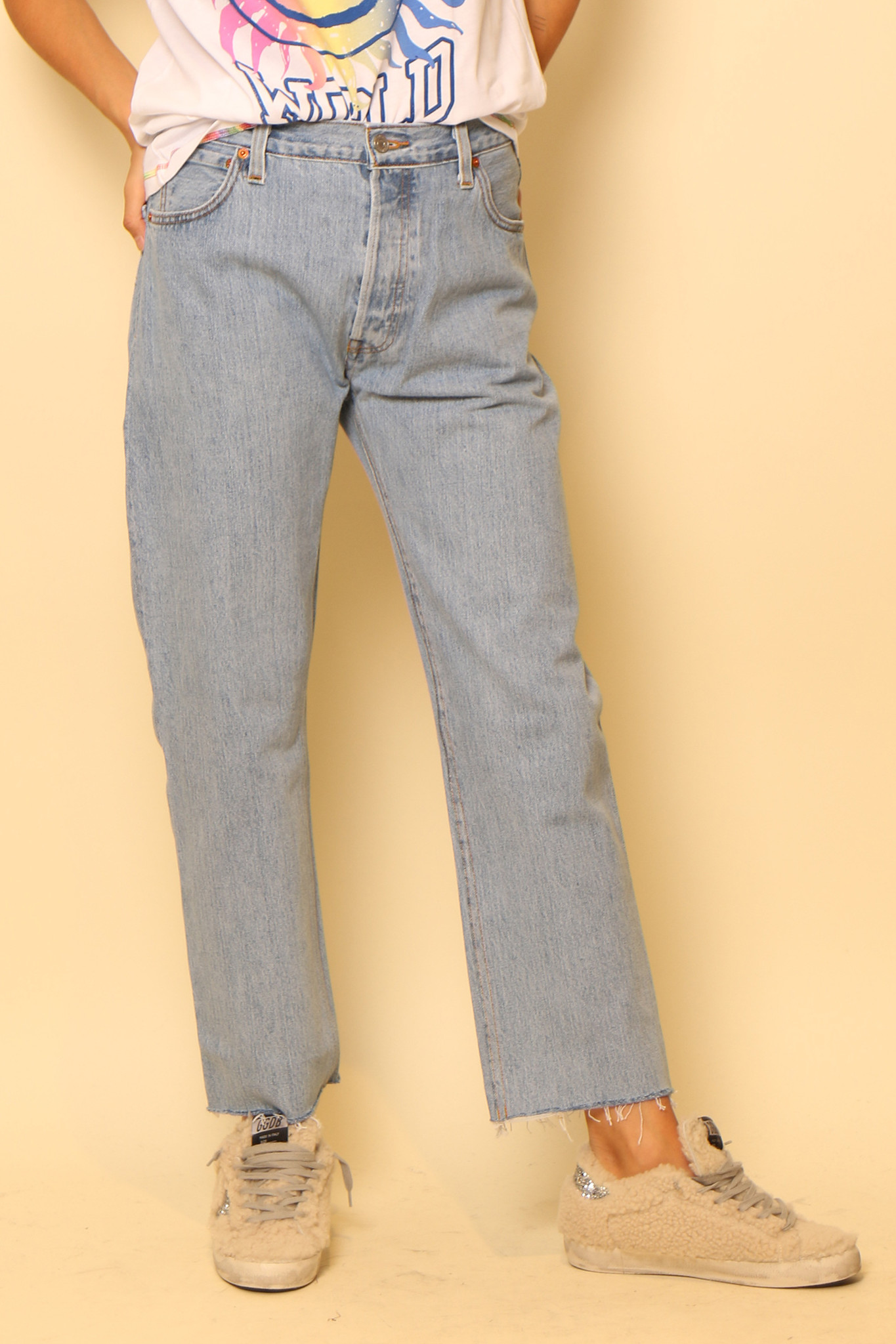 Re/Done - Levis High Rise Stove Pipe Jeans - donkerblauw - Bylotte