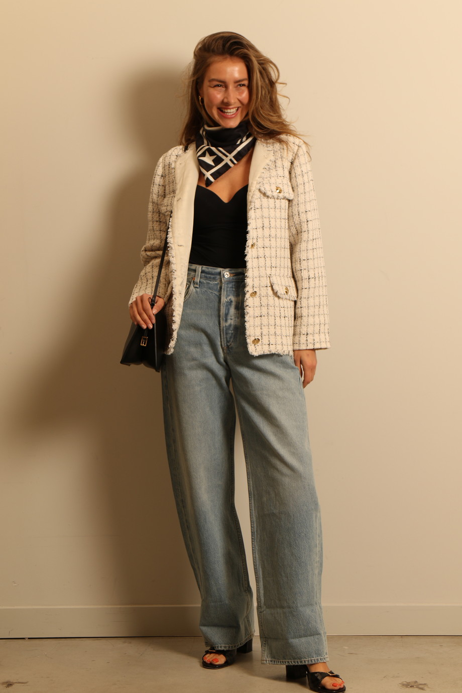 Anine Bing blazer JANET JACKET white plaid Bylotte