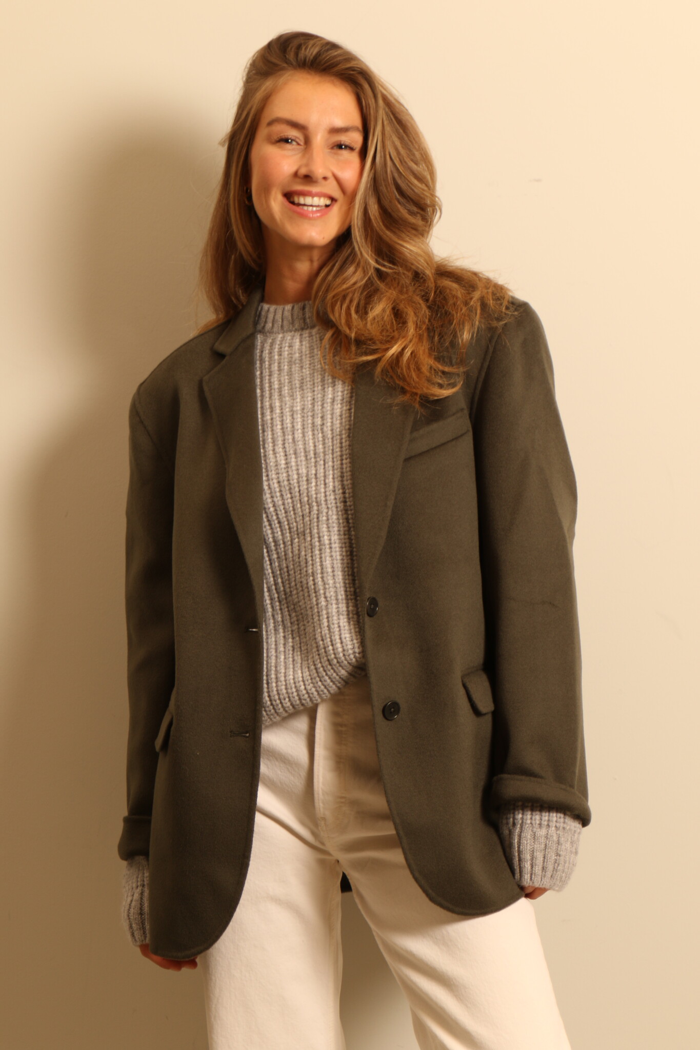 Anine Bing blazer Quinn olive cashmere Bylotte