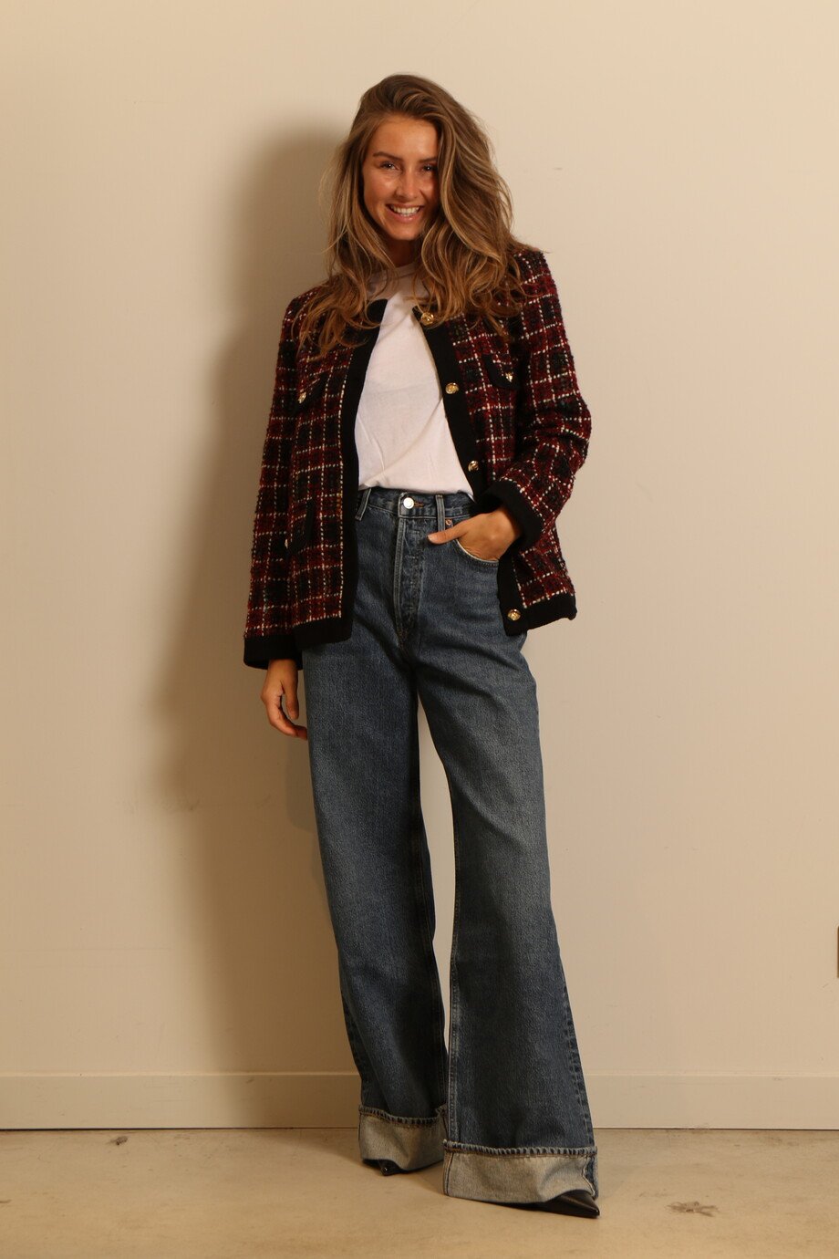 Anine Bing jacket Lydia cherry plaid Bylotte