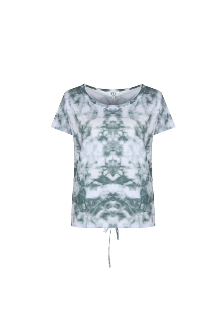 T-shirt Ineke vergrijsd groen/off white