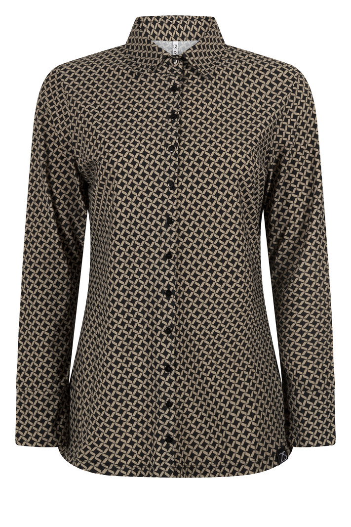 Blouse 221 Lucy printed travel sand/black