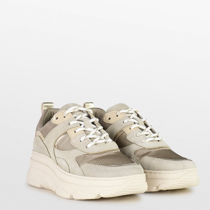 Sneaker suede/metallic beige