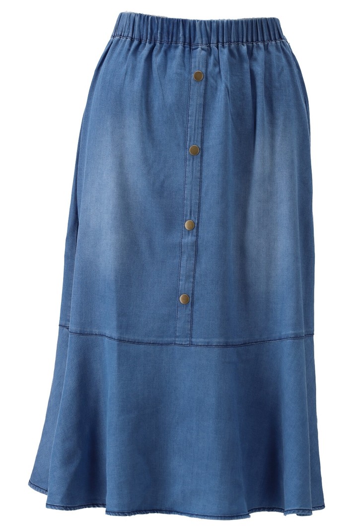 Rok U253 blue jeans met volant