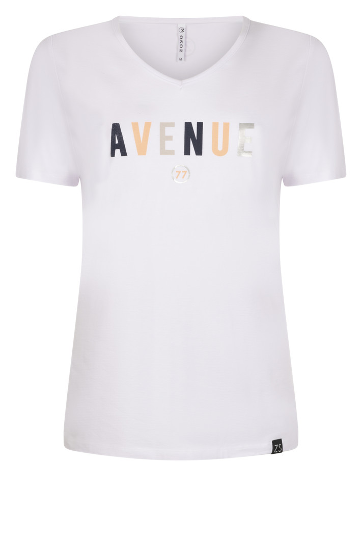 T-shirt 222 Avenue with print white/peach