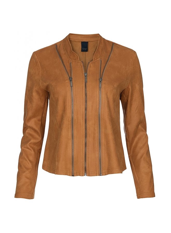 Jacket Athena Coated suede  Leather Brown