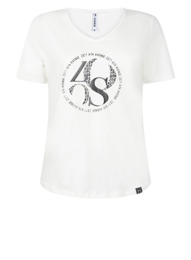 T-shirt 224 Fenna with print off white/black