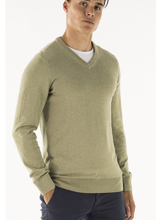 Trui Al v-neck knitted pullover wasabi