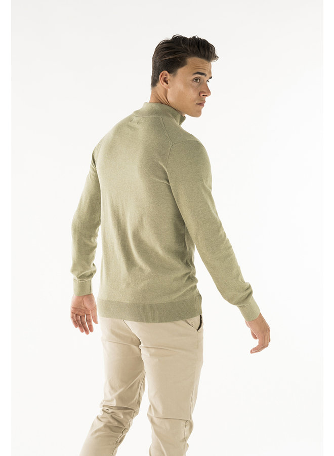 Trui Lewis zip knitted pullover wasabi