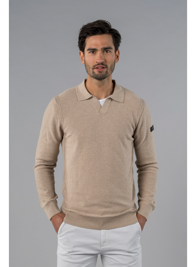 Trui Charles open ribbed taupe