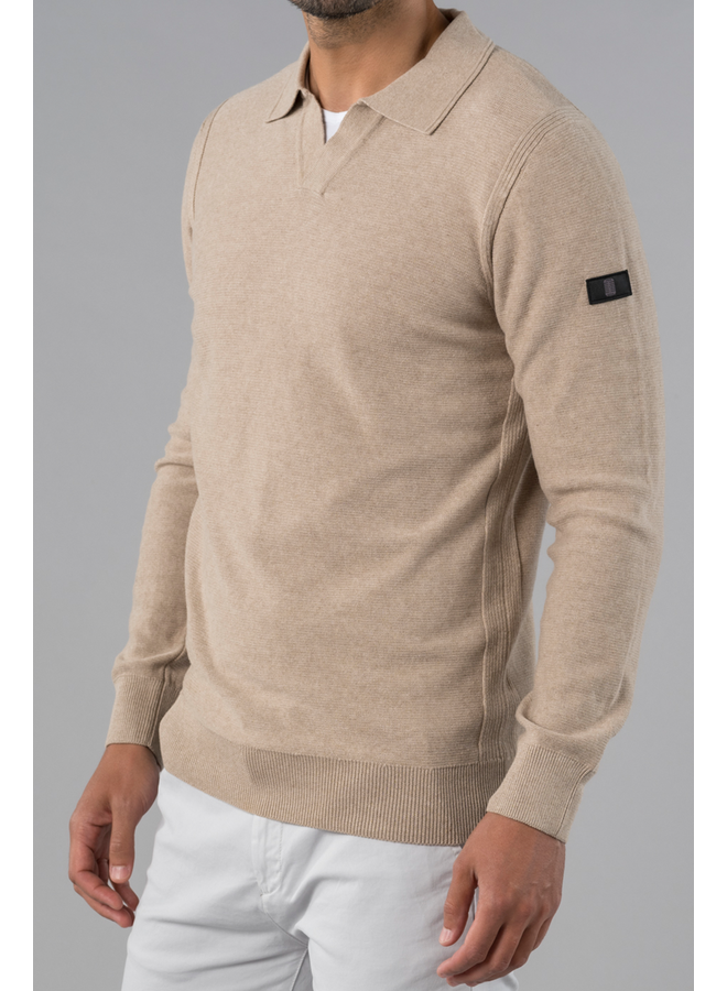 Trui Charles open ribbed taupe