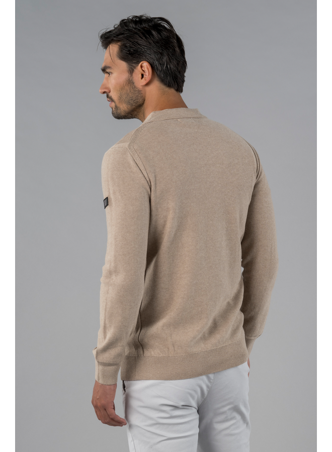 Trui Charles open ribbed taupe