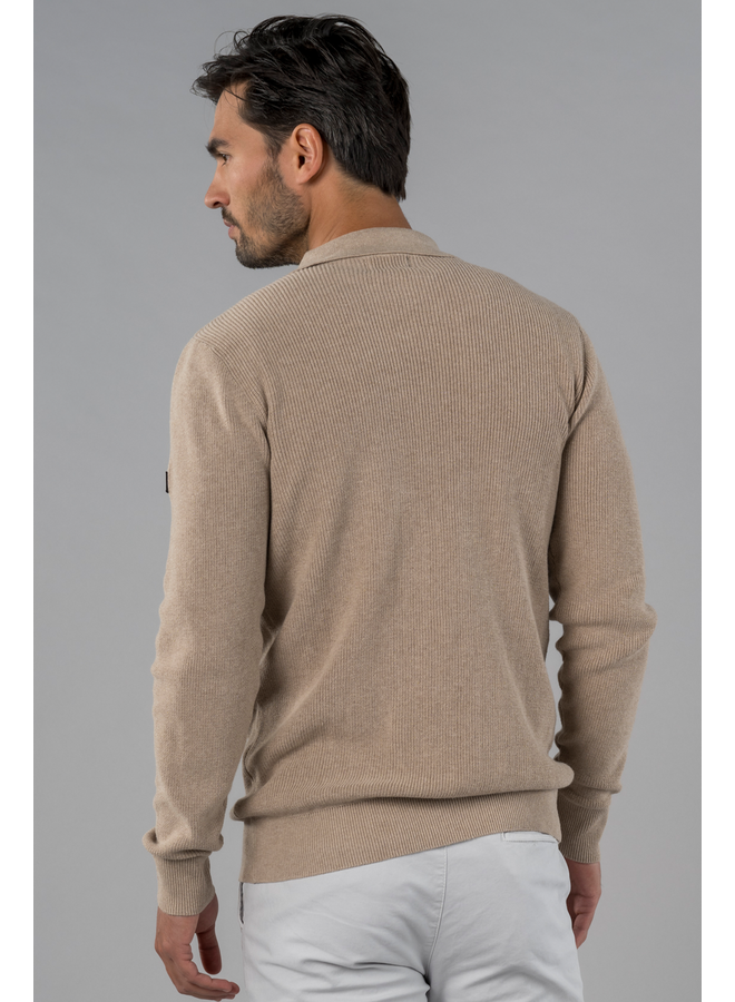 Trui Noel zip rib knitted taupe