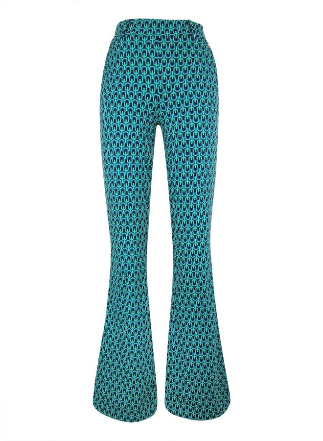 Broek Serena retro greens print