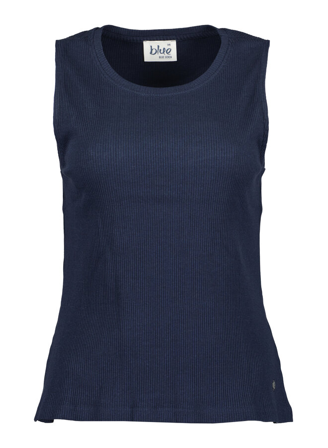 Top Seven mouwloos ronde hals navy 100120