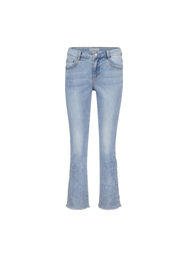 Broek Kate denim & embroidery bleach