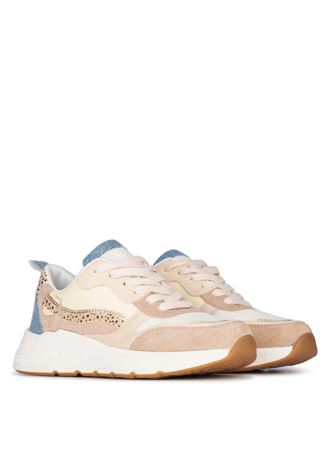 Sneakers beige/soft gold/jeans