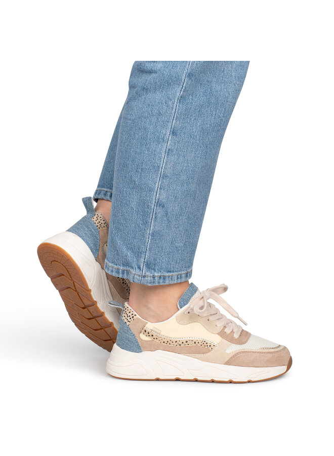 Sneakers beige/soft gold/jeans