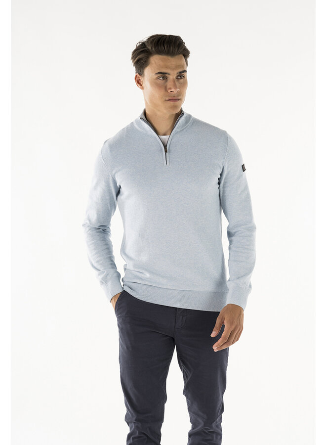 Trui Lewis zip knitted pullover sky