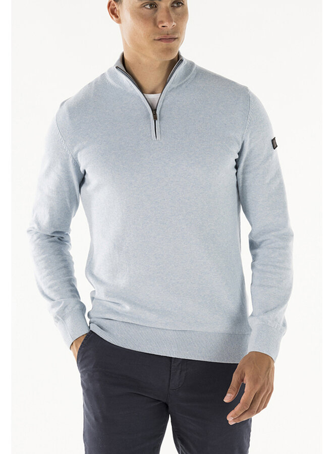 Trui Lewis zip knitted pullover sky