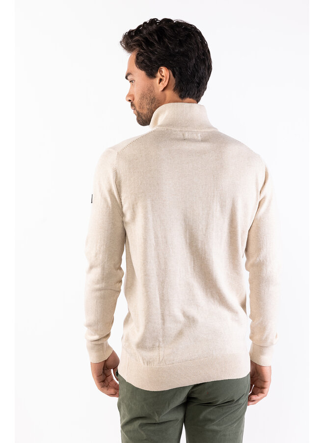 Trui Lewis zip knitted pullover beige