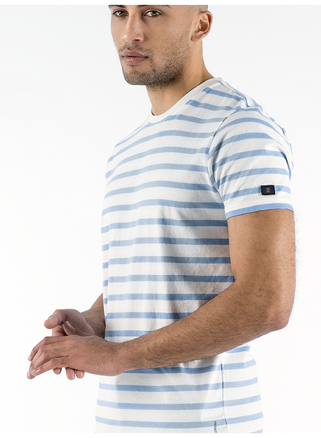 T-shirt Tim basic striped light blue