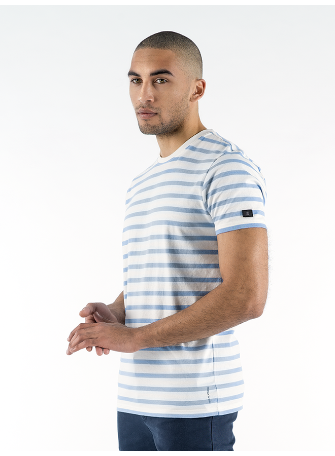 T-shirt Tim basic striped light blue