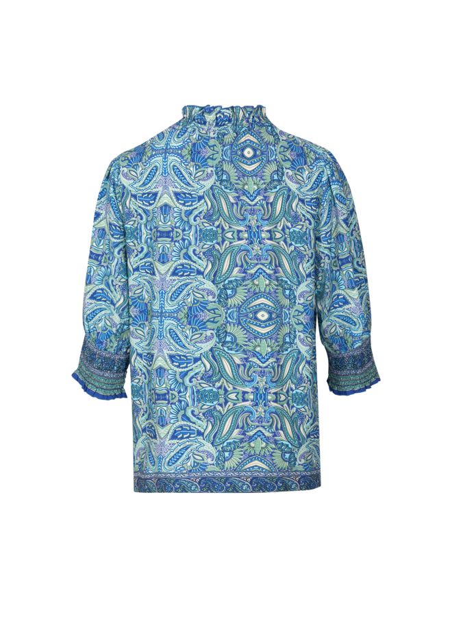 Blouse Nabila korenblauw/mixed