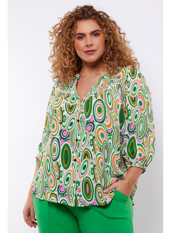 Blouse Jolene hibiscus/apple green