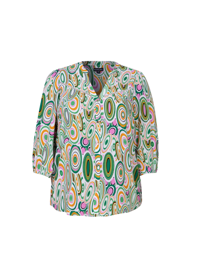 Blouse Jolene hibiscus/apple green