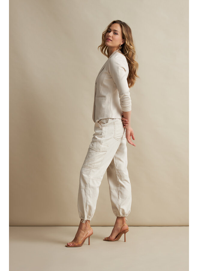 Broek Conny cargo cotton/linen pearl