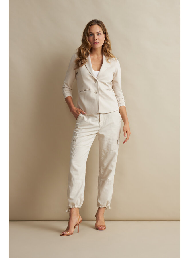 Broek Conny cargo cotton/linen pearl